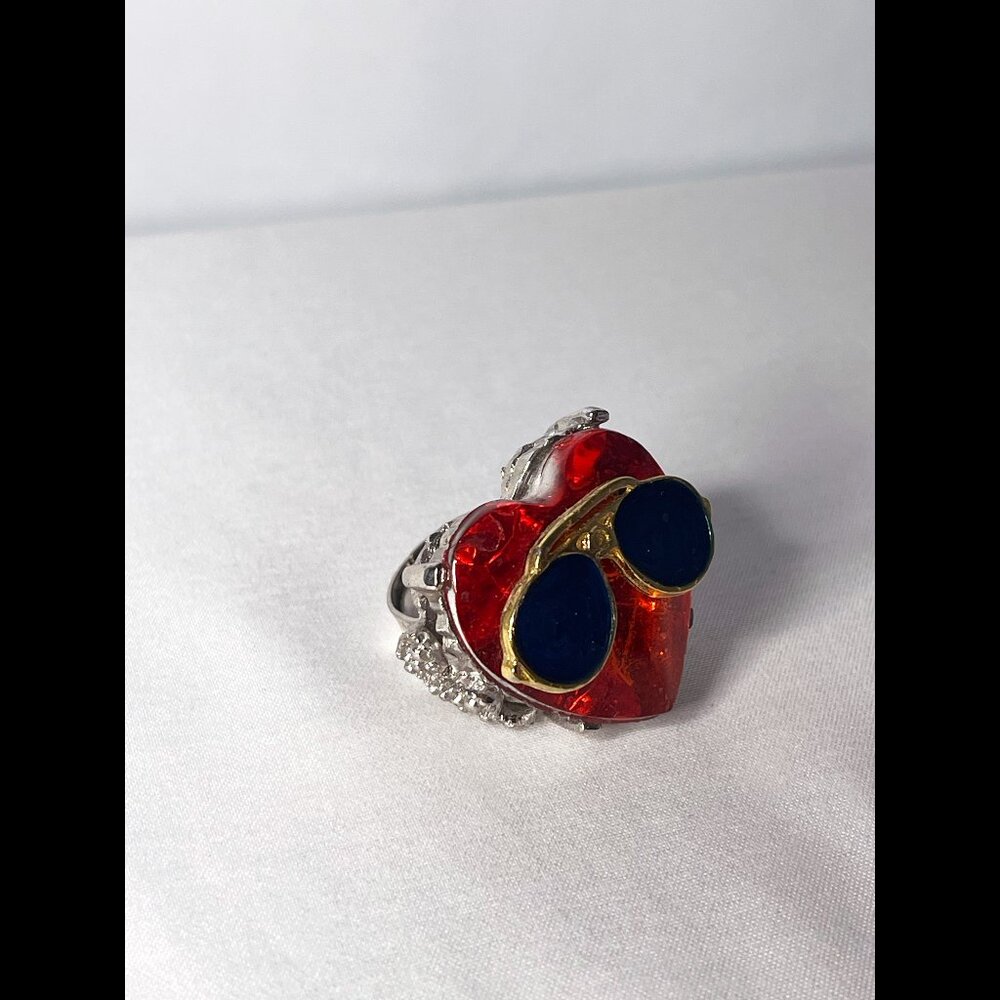 UNIQUE Adjustable Heart With Aviators Ring